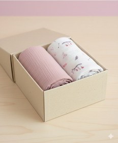 Resim Organik Müslin Bebek Battaniyesi 2'li Set Pembe 