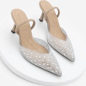 Resim Kadın Stiletto Taşlı Abiye Topuklu Ayakkabı Lala - Bej 