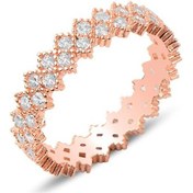 Resim Gümüş Rose Çapraz Taşlı Çift Sıralı Tamtur Yüzük 