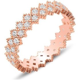 Resim Gümüş Rose Çapraz Taşlı Çift Sıralı Tamtur Yüzük 