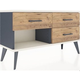 Resim Arges Şifonyer 3 Çekmeceli 88x30x48 Antrasit-aytaşı/çam Aytaşı/çam 