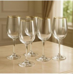 Resim Gold 25 Parça Bardak Seti 12 Kişilik 12 Adet Su Bardak 12 Adet Ayaklı Bardak 1 Adet Şişe Beyaz 