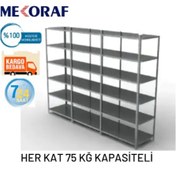 Resim Mekoraf 31 X 93 2 Metre 6 Katlı 3 Ünite Raf Sistemi Gri 