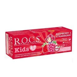 Resim ROCS Kids 4-7 Yaş Meyveli Çocuk Diş Macunu 35ml (Ahududulu-Çilekli) 