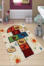 Resim Carmine Carpet(324) Dijital Baskılı Dekoratif Yıkanabilir Kaymaz Taban Çocuk Halısı renkli.jpg 80 x 200 