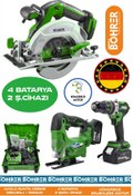 Resim BÖHRER 3 LÜ AKÜLÜ GREEN DEKUPAJ TESTERE, 185MM AKÜLÜ SUNTA KESME VE AKÜLÜ 13MM DEMİR MANDREN VİDALAMA 