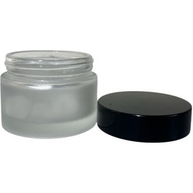 Resim 50ml Şeffaf Buzlu Cam Krem Kavanozu Siyah Kapak, 48 Adet, Kozmetik Kavanoz,krem Kavanozu, Cam Kavanoz Şeffaf 