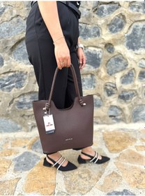 Resim Just Polo Günlük Kombinlere Uygun Kadın Yeni Sezon Yumuşak Deri Lüks El Çantası Shopper Kahverengi 