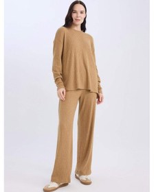 Resim DeFacto Pantolon Traditional Flare Fit Düz Paça Fitilli Kaşkorse D6050AX24AUBG706 
