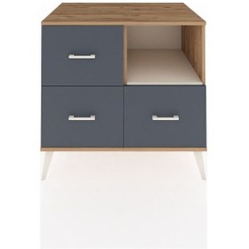 Resim Kronos Şifonyer Tek Raflı 3 Çekmeceli 88x59x80 Çam-aytaşı/antrasit Aytaşı/antrasit 