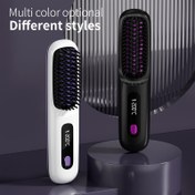 Resim 1 Adet Kablosuz Saç Düzleştirici Fırçası, 30W Seramik Plaka, 3 Sıcaklık Ayarı, LED Ekran, Ev ve Seyahat için İdeal Hediye Aracı, Noel, Cadılar Bayramı, Paskalya, Sevgililer Günü, Anneler Günü, Babalar Günü İçin Mükemmel 