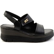 Resim Siyah Leather Kadın Sandalet K05299112703 Siyah 