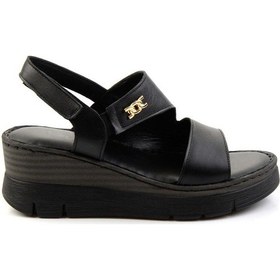 Resim Siyah Leather Kadın Sandalet K05299112703 Siyah 