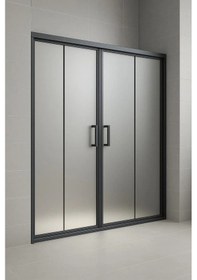 Resim Durul Duşakabin Ön Cephe Siyah 5 mm Buzlu Yükseklik 190 cm 