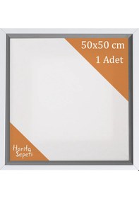 Resim Beyaz Çerçeveli Tuval 50 x 50 CM Kare Profesyonel %100 Pamuk Boş Tablo 