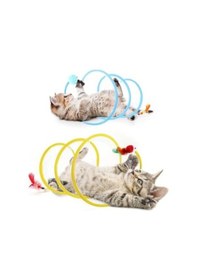 Resim Kedi Ve Köpek Oyun Tüneli Gökkuşağı Renkli Katlanır, Uzun Eğlenceli Evcil Hayvan Oyuncak Tüneli Spiral 