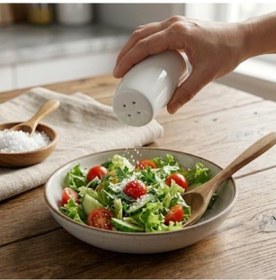 Resim 2'li Porselen Tuzluk Ve Karabiberlik Seti - Yumuşak Hatlı Minimalist Beyaz Sofra Baharatlık Takımı Ergonomik Masaüstü Tuzluk 5,7 X 7,9 Cm Açık Gri 