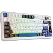 Resim Rampage Quell Pro Ekranlı Beyaz Hot Swap 2.4g + Bt Wireless Rgb Gasket Oil Switch Türkçe Q Pbt Keycaps Mekanik Klavye 