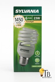Resim Sylvania Mini-Lynx Spiro 23W Tasarruflu Ampul – 1450 Lumen, E27 Duy, 6000 Saat Ömür, Spiral CFL 