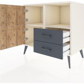 Resim Hyperion Şifonyer 2 Raflı 2 Çekmeceli 2 Kapaklı 88x44x80 Aytaşı-çam/antrasit Çam/antrasit 