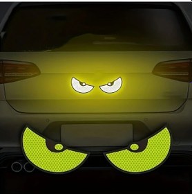 Resim Oldfriend 2'li Paket Yeşil Göz Desenli Reflektif Çıkartma Motosiklet Bisiklet Oto Arka Tampon Dekor 