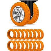 Resim Padalink Turuncu Silikon Valiz Tekerlek Koruması 16 Adet - 2-2.5 İnç Evrensel Uyumlu, Aşınma Ve Gürültü Engeli Seyahat Çantası Tekerlek Koruyucu 