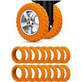 Resim Padalink Turuncu Silikon Valiz Tekerlek Koruması 16 Adet - 2-2.5 İnç Evrensel Uyumlu, Aşınma Ve Gürültü Engeli Seyahat Çantası Tekerlek Koruyucu 