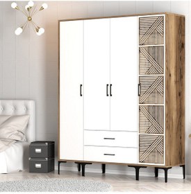Resim Variant Kumsal 4 Kapılı Stp Gardrop - Ceviz / Beyaz 