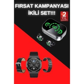 Resim Marsilyan Tws Bluetooth Kulaklık ve Akıllı Saat Uyku Takibi Nabız Ölçer Uzun Pil Ömrü - MCT5053-5556 