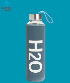 Resim H2o Kılıflı Cam Matara 500 Ml Mavi 