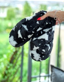 Resim Tonny Black Desenli Peluş Çapraz Kadın Siyah Ev Terliği Tbtbr015 Siyah 