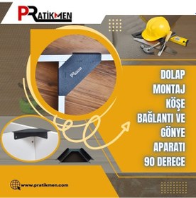 Resim Dolap Montaj Köşe Bağlantı Ve Gönye Aparatı 90 Derece 