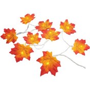 Resim Kangvka Turuncu 6m 40 Led Akbatiklı Çift Katlı Akçaağaç Yapraklı Işık Zinciri Pil Dahil Değil Ip65 Su Geçirmez Bahçe Parti Dekorasyonu Diğer 