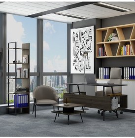 Resim Lagomood İrony Poly Ofis Takımı Antrasit Ceviz 