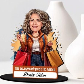 Resim Alışveriş Delisi Anne Karikatürlü Biblo 