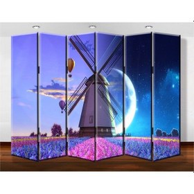 Resim Dekobul Değirmen 6 Kanat Tekerlekli Kanvas Paravan 