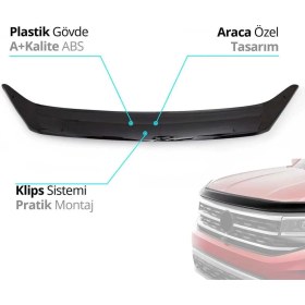 Resim Ack Dizayn Volkswagen Caddy 2011-2014 Araca Özel Kaput Rüzgarlığı A+ Pianoblack (4mm) Kalın 