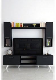 Resim Moonlife Istanbul Dolaplı Kapaklı Tv Ünitesi Siyah 