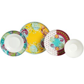 Resim Lucky Art LYFG 054 Estelle Çiçek Desenli New Bone China Porselen 24 parça Yemek Takımı 