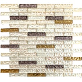 Resim MozaiKristaL Mutfak Tezgah Arası ve İç Dekorasyon İçin Kristal Cam Mozaik. Cam Ölçüleri: 15X73X4 Mm. File Ölçüsü: 30X30 Cm. ( 1 Koli = 11 File Karo = 1 m2 fiyatıdır ) 