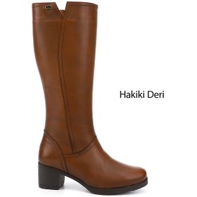 Resim Gönderi(R) Gönderi R Kadın Taba Antik Fermuarlı Kalın Topuklu Hakiki Deri Çizme Gkzc13446529 Taba 