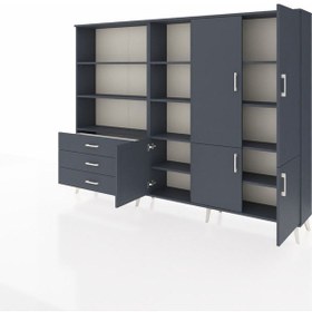 Resim Arges Dolap 11 Raflı 3 Çekmeceli 5 Kapaklı 220x30x163 Antrasit-an Antrasit-antrasit 