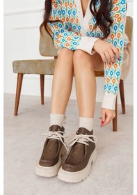 Resim Gabriela Koyu Yeşil Hakiki Deri Bej Tabanlı Kadın Bot-koyu Yeşil Koyu Yeşil 