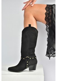 Resim Fox Shoes V820320302 Siyah Süet Kalın Topuklu Kadın Çizme Siyah 