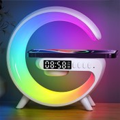 Resim Kablosuz Şarj Standı Hoparlör Kablosuz Şarj İstasyonu Atmosfer Gece Lambası Gün Doğumu RGB Ritim Işığı Masa Lambası Yatak Odaları İçin Alarm Saati Doğum Günü Hediyesi iPhone 16 15 14 Pro Max AirPods Samsung Galaxy S25 S24 Xiaomi 15 için Mobil Telefon Stereo 