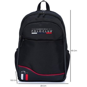 Resim Cambridge Polo Club Unisex Şık Çok Gözlü Sırt Çantası Siyah 