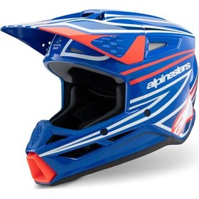 Resim Alpinestars Sm3 Youth Wurx Off-road Çocuk Genç Motosiklet Kaskı Mavi Beyaz Kırmızı 