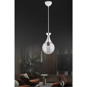 Resim Woodhub 60 Minel Tekli Beyaza Krom Detaylı Yuvarlak Camlı Aydınlatma Gri Cam E27 1 51-60 cm 