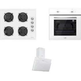 Resim Luno Luno Silverline Beyaz Cam Ankastre Set-3 Yıl Garantili 