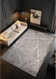 Resim Art At001a Gri Halı Modern Desen Triko Akrilik Viskon Boyama Yüksek Sıklık Ipek Serisi-755 Gri 